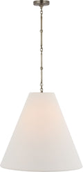 Goodman Large Hanging Lamp | Antique Nickel | Linen Shade