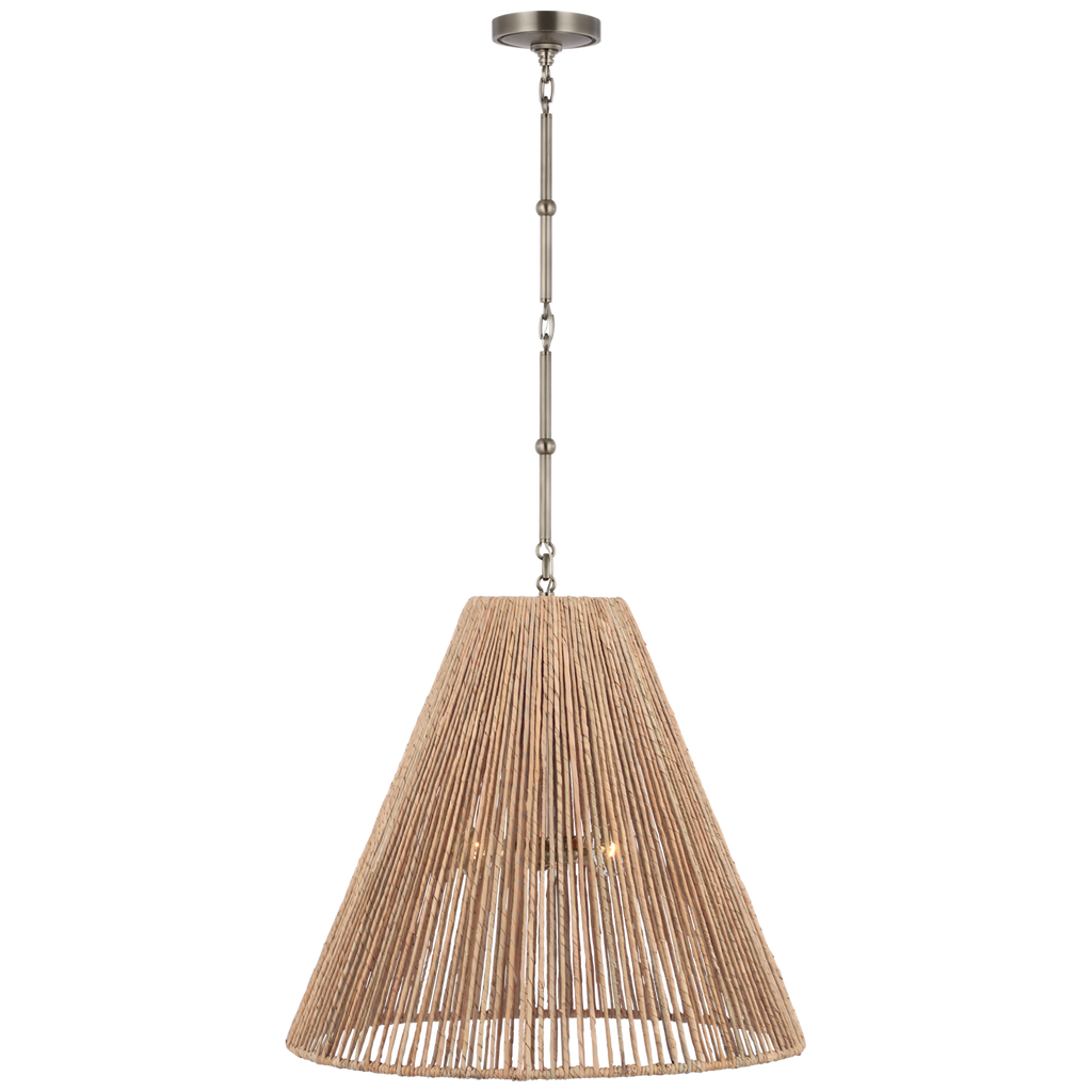 Goodman Large Hanging Lamp | Antique Nickel | Natural Abaca Shade