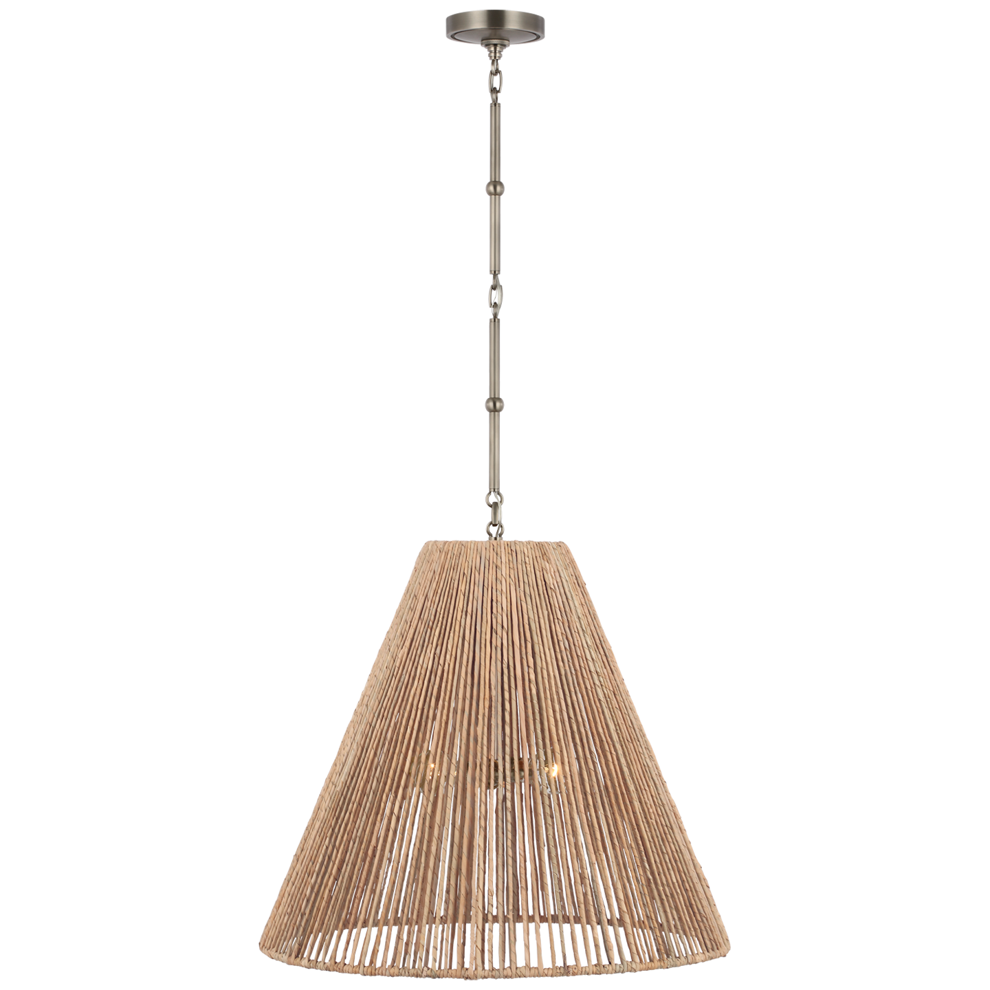 Goodman Large Hanging Lamp | Antique Nickel | Natural Abaca Shade