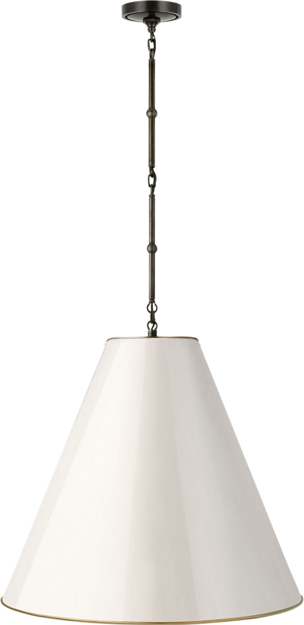 Goodman Large Hanging Lamp | Bronze | Antique White Shade