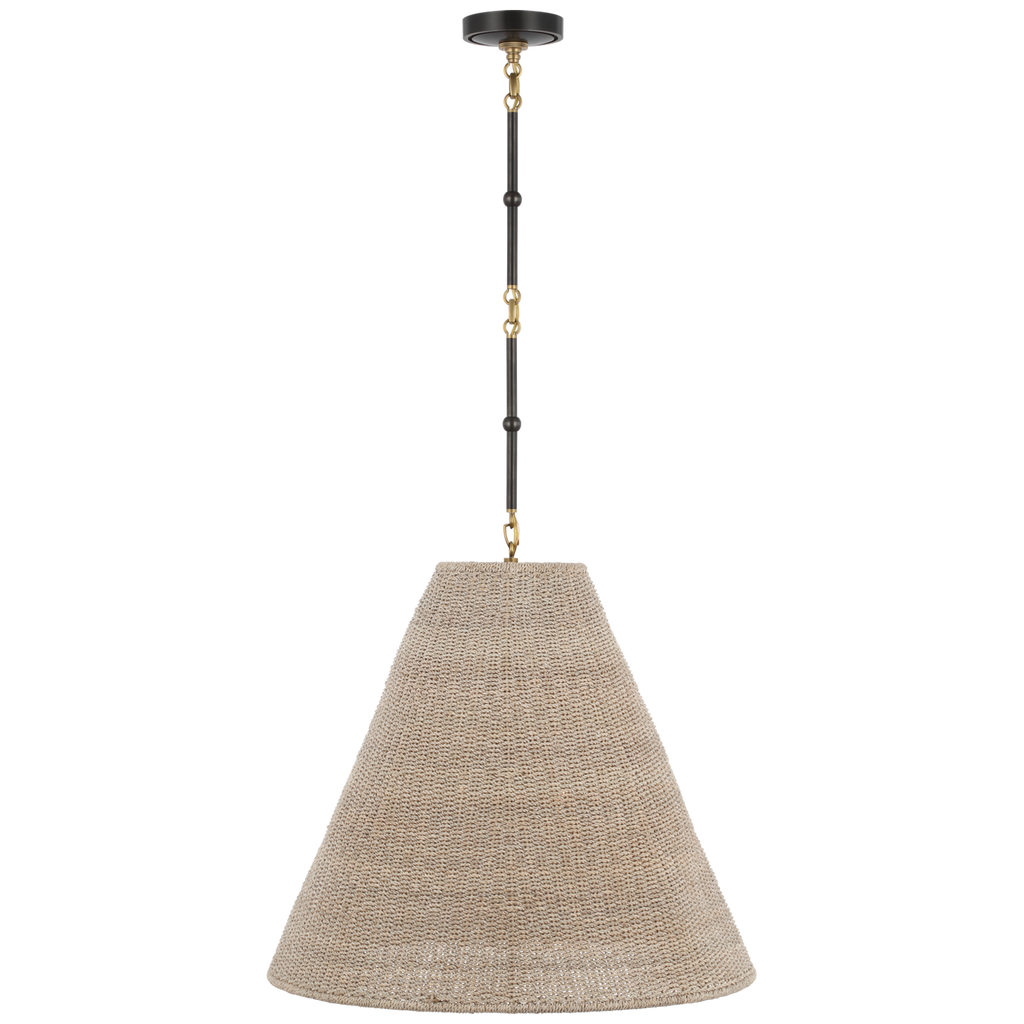 Goodman Large Hanging Lamp | Bronze and Hand-Rubbed Antique Brass | Ash Shade