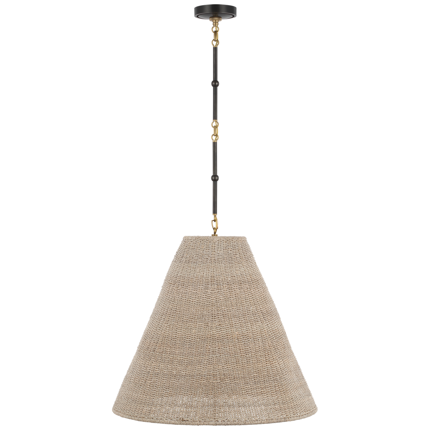Goodman Large Hanging Lamp | Bronze and Hand-Rubbed Antique Brass | Ash Shade