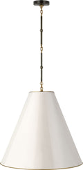 Goodman Large Hanging Lamp | Bronze and Hand-Rubbed Antique Brass | Antique White Shade