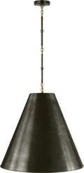 Goodman Large Hanging Lamp | Bronze and Hand-Rubbed Antique Brass | Bronze Shade