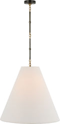 Goodman Large Hanging Lamp | Bronze and Hand-Rubbed Antique Brass | Linen Shade