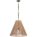 Goodman Large Hanging Lamp | Bronze and Hand-Rubbed Antique Brass | Natural Abaca Shade