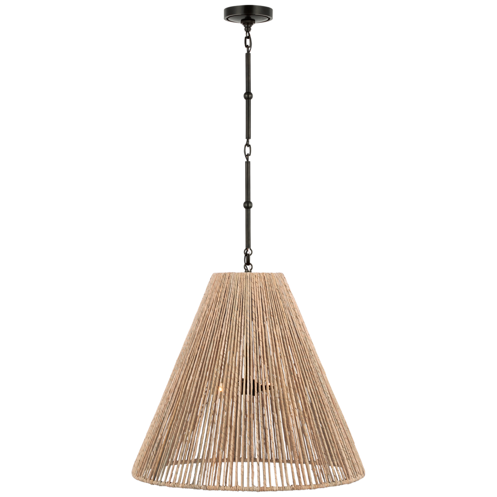 Goodman Large Hanging Lamp | Bronze | Natural Abaca Shade