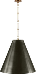 Goodman Large Hanging Lamp | Hand-Rubbed Antique Brass | Bronze Shade