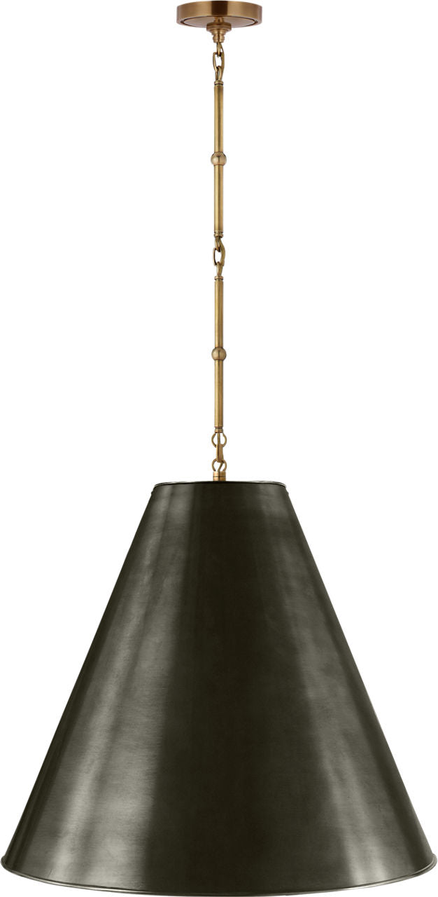 Goodman Large Hanging Lamp | Hand-Rubbed Antique Brass | Bronze Shade