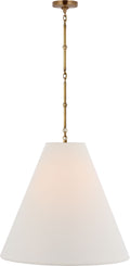 Goodman Large Hanging Lamp | Hand-Rubbed Antique Brass | Linen Shade