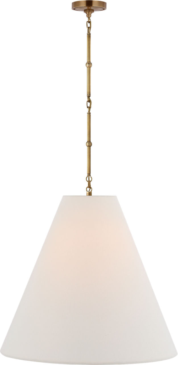 Goodman Large Hanging Lamp | Hand-Rubbed Antique Brass | Linen Shade