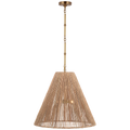 Goodman Large Hanging Lamp | Hand-Rubbed Antique Brass | Natural Abaca Shade