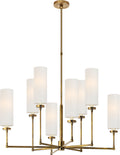 Ziyi Large Chandelier | Hand-Rubbed Antique Brass | Linen Shades