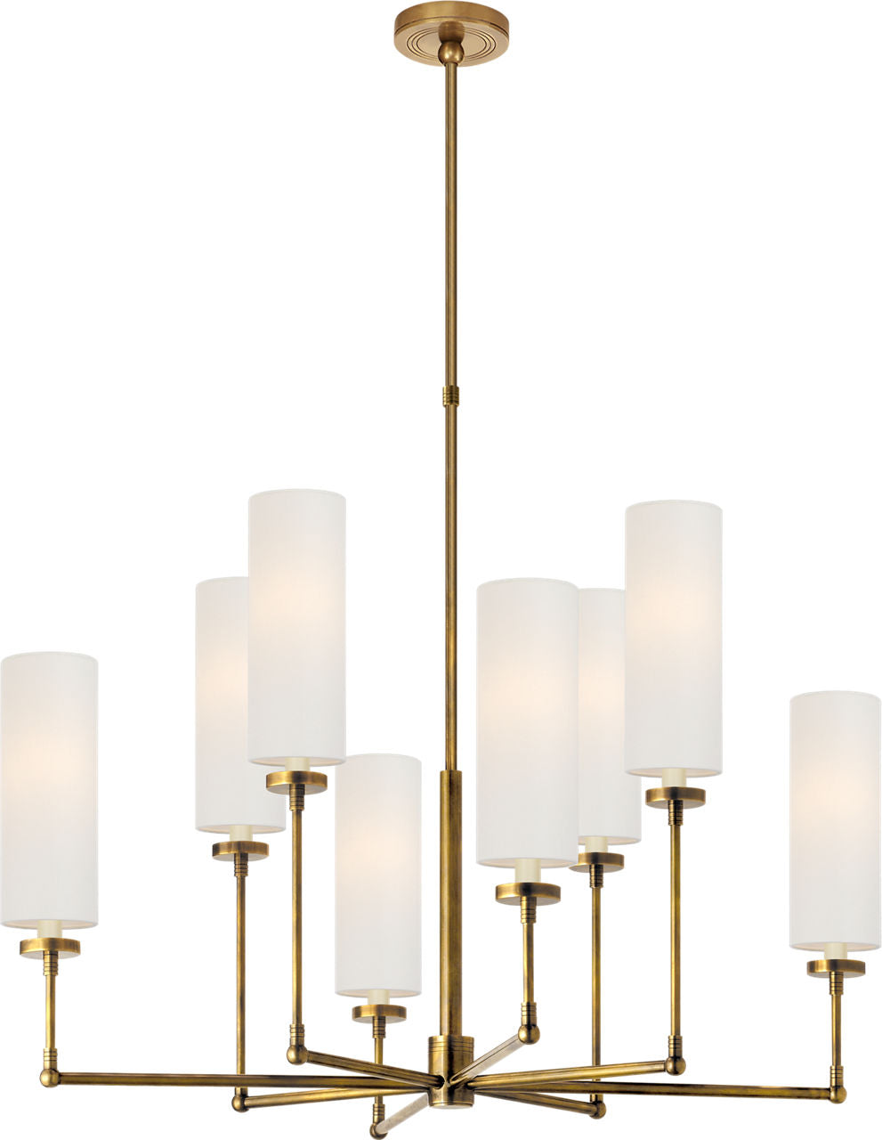 Ziyi Large Chandelier | Hand-Rubbed Antique Brass | Linen Shades