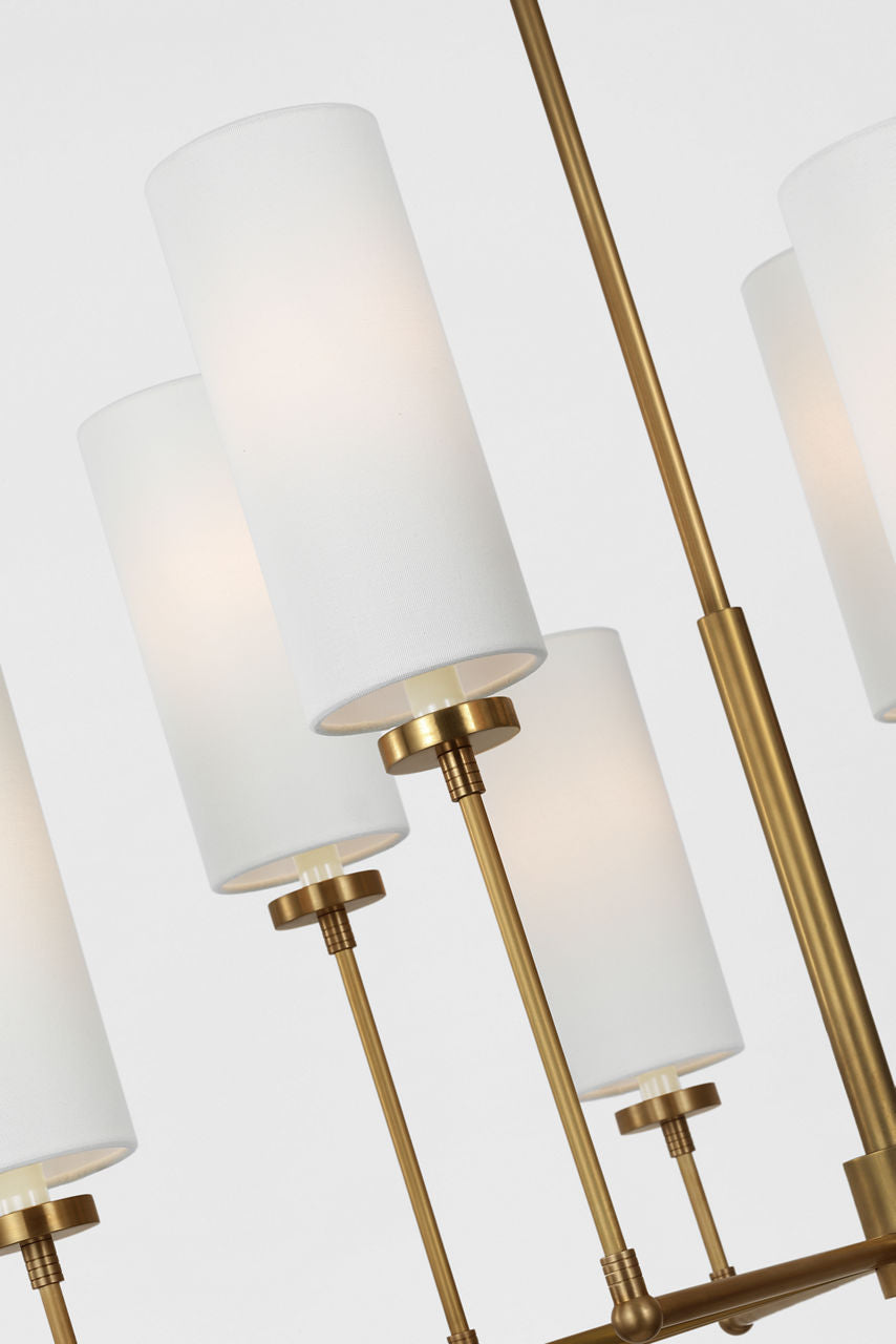 Ziyi Large Chandelier | Hand-Rubbed Antique Brass | Linen Shades