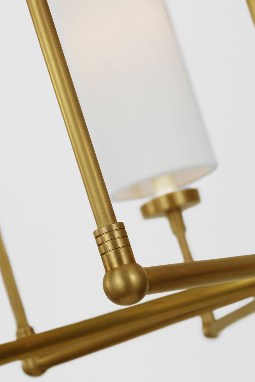 Ziyi Large Chandelier | Hand-Rubbed Antique Brass | Linen Shades