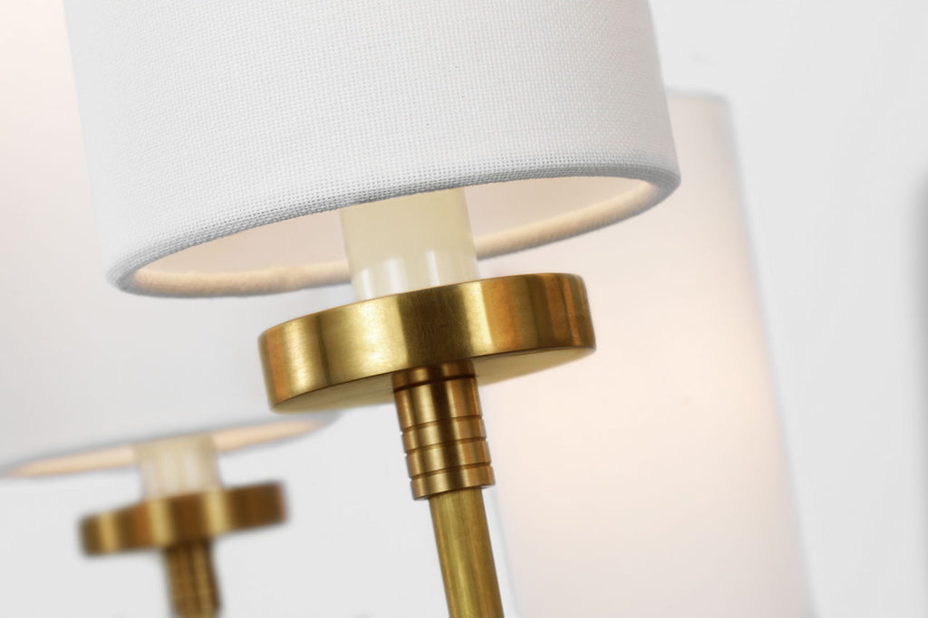 Ziyi Large Chandelier | Hand-Rubbed Antique Brass | Linen Shades