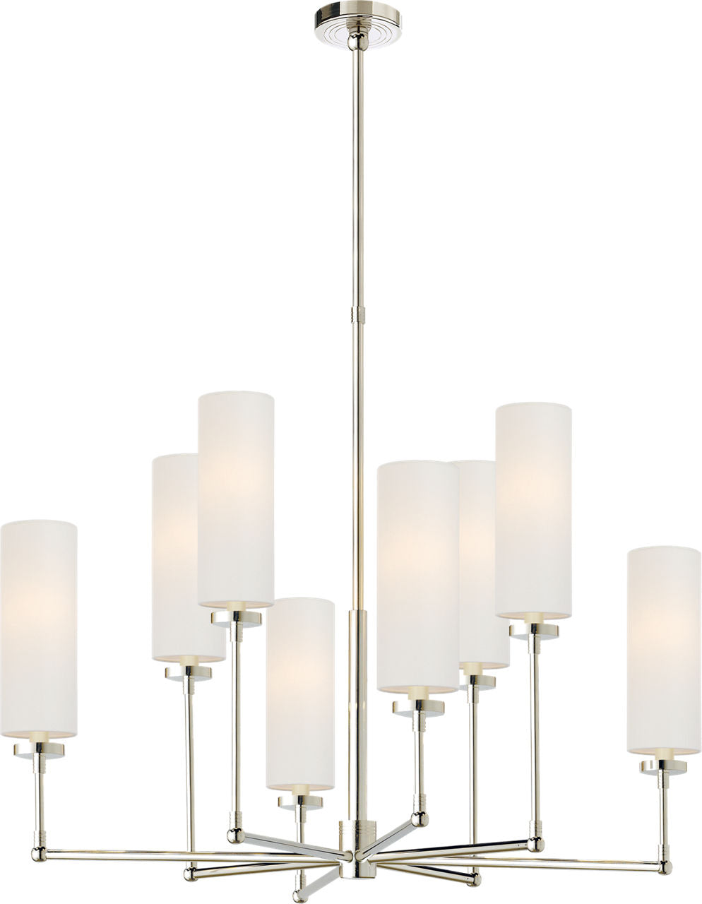 Ziyi Large Chandelier | Polished Nickel | Linen Shades