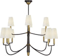 Farlane Large Chandelier | Bronze | Hand-Rubbed Antique Brass | Linen Shades