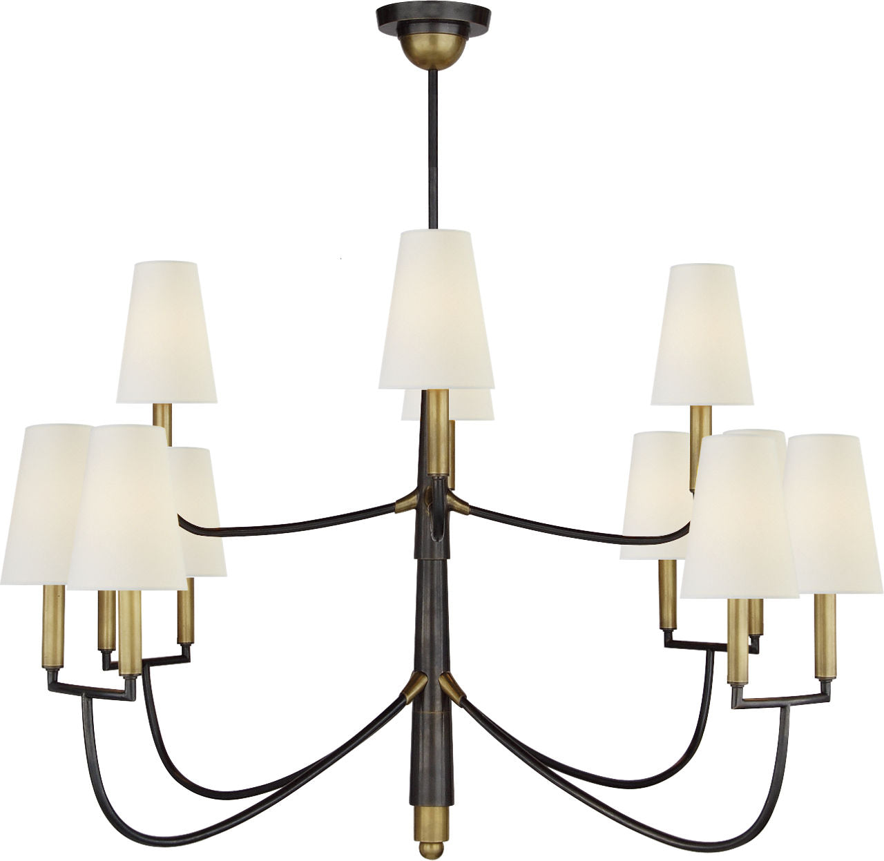 Farlane Large Chandelier | Bronze | Hand-Rubbed Antique Brass | Linen Shades