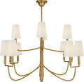 Farlane Large Chandelier | Hand-Rubbed Antique Brass | Linen Shades