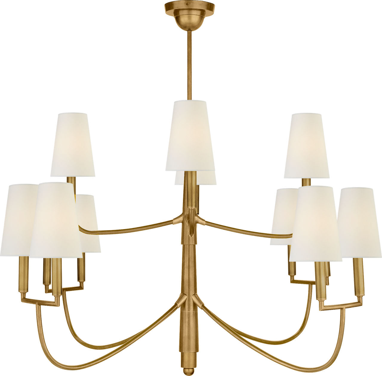 Farlane Large Chandelier | Hand-Rubbed Antique Brass | Linen Shades