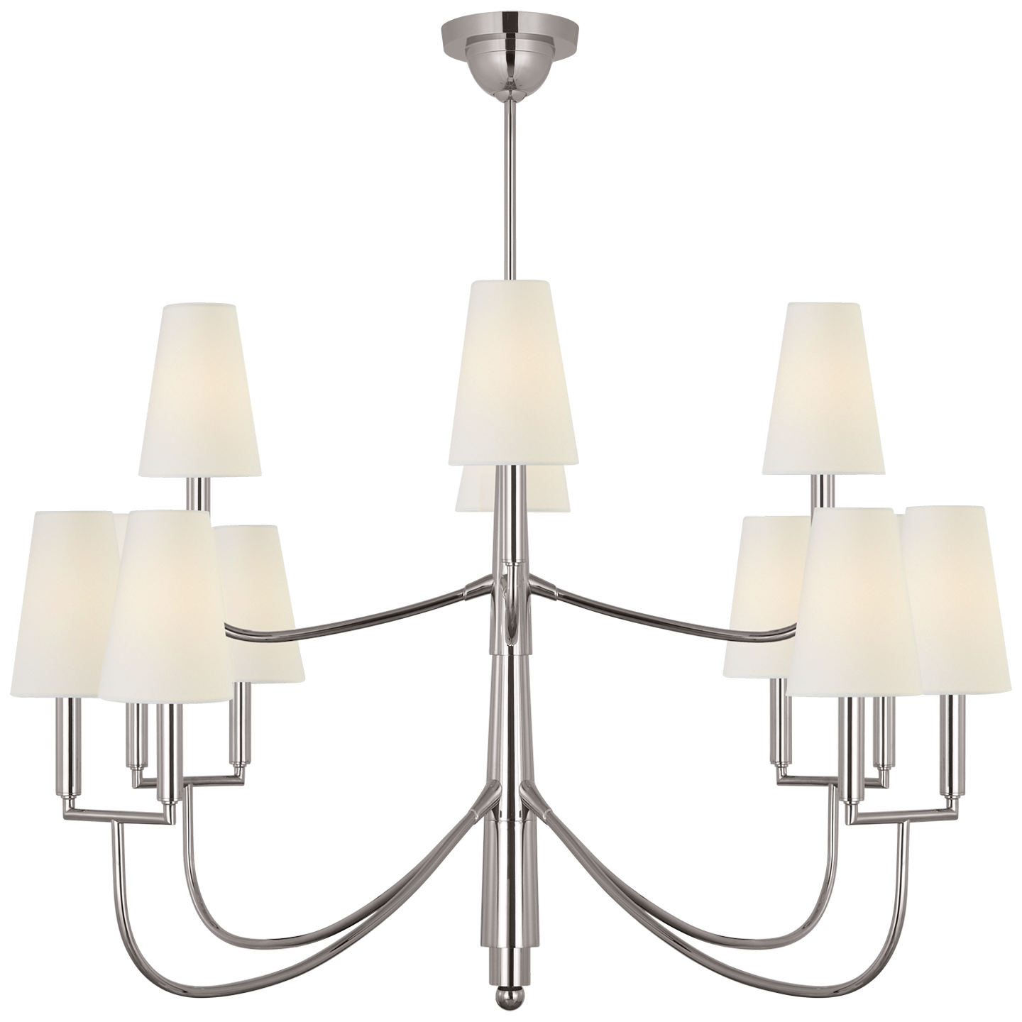 Farlane Large Chandelier | Polished Nickel | Linen Shades