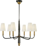 Farlane Small Chandelier | Bronze and Hand-Rubbed Antique Brass | Linen Shades