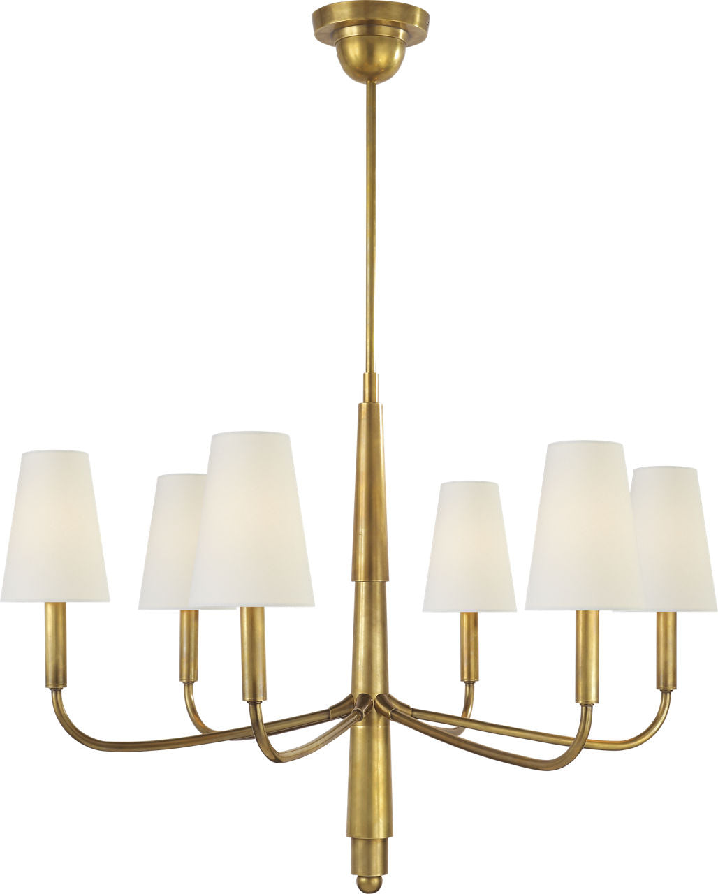 Farlane Small Chandelier | Hand-Rubbed Antique Brass | Linen Shades