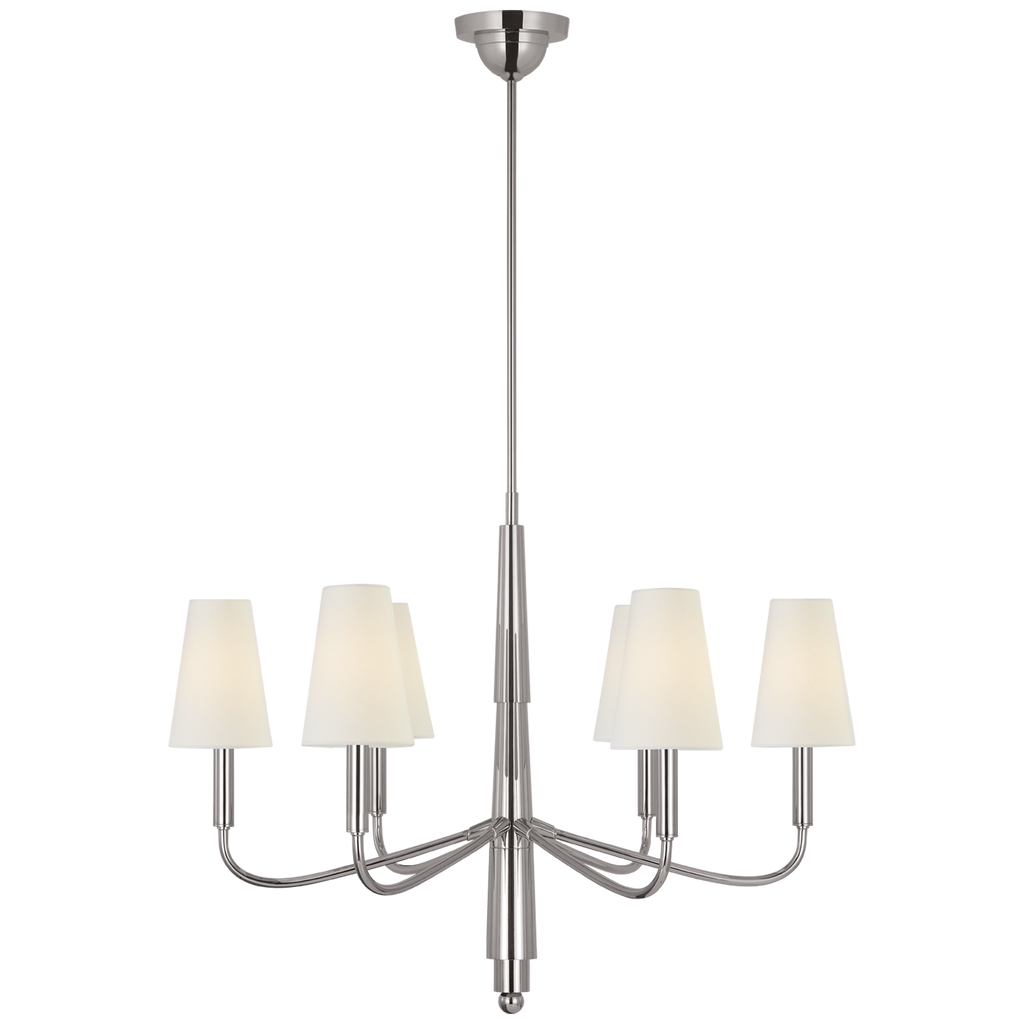 Farlane Small Chandelier | Polished Nickel | Linen Shades