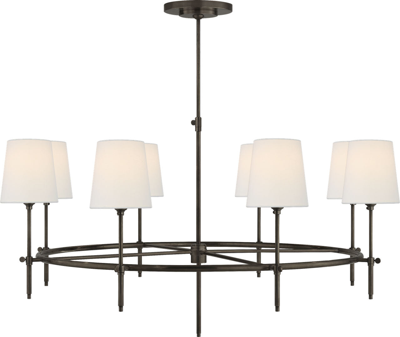 Bryant Large Ring Chandelier | Bronze | Linen Shades