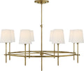 Bryant Large Ring Chandelier | Hand-Rubbed Antique Brass | Linen Shades