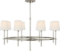 Bryant Large Ring Chandelier | Polished Nickel | Linen Shades