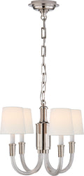 Vivian Mini Chandelier | Polished Nickel | Linen Shades