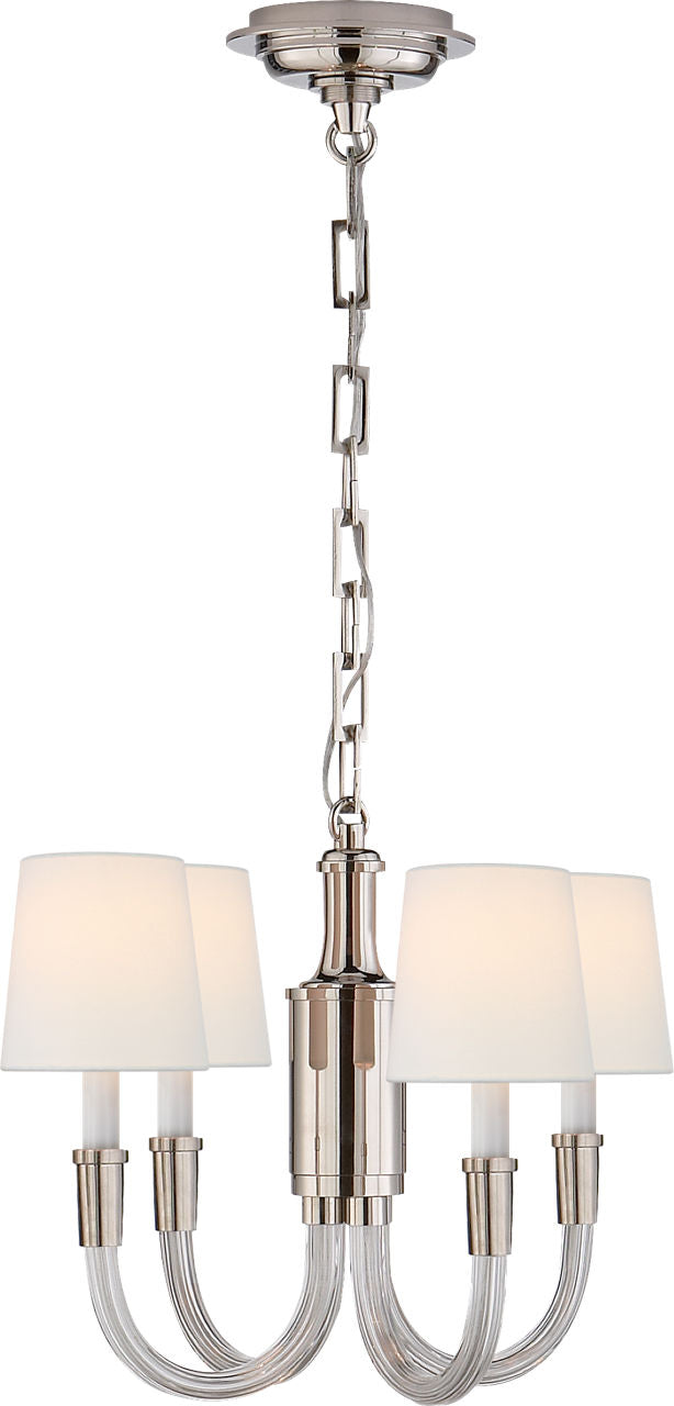 Vivian Mini Chandelier | Polished Nickel | Linen Shades