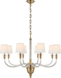 Vivian Large One-Tier Chandelier | Hand-Rubbed Antique Brass | Linen Shades