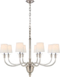 Vivian Large One-Tier Chandelier | Polished Nickel | Linen Shades