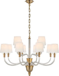 Vivian Large Two-Tier Chandelier | Hand-Rubbed Antique Brass | Linen Shades