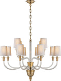 Vivian Large Two-Tier Chandelier | Hand-Rubbed Antique Brass | Natural Paper Shades