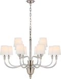 Vivian Large Two-Tier Chandelier | Polished Nickel | Linen Shades