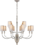 Vivian Large Two-Tier Chandelier | Polished Nickel | Natural Paper Shades