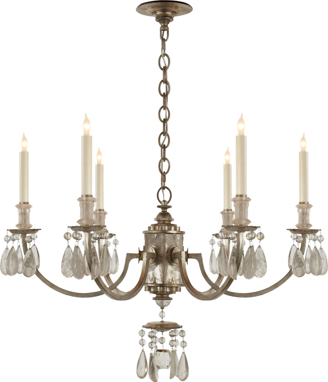 Elizabeth Chandelier | Burnished Silver Leaf | Quartz