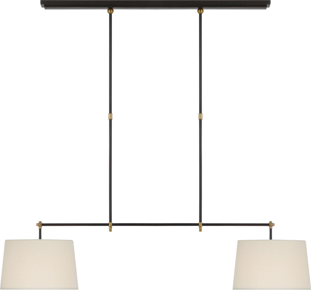 Bryant Medium Billiard | Bronze and Hand-Rubbed Antique Brass | Linen Shades