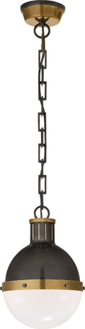 Hicks Small Pendant | Bronze and Hand-Rubbed Antique Brass | White Glass