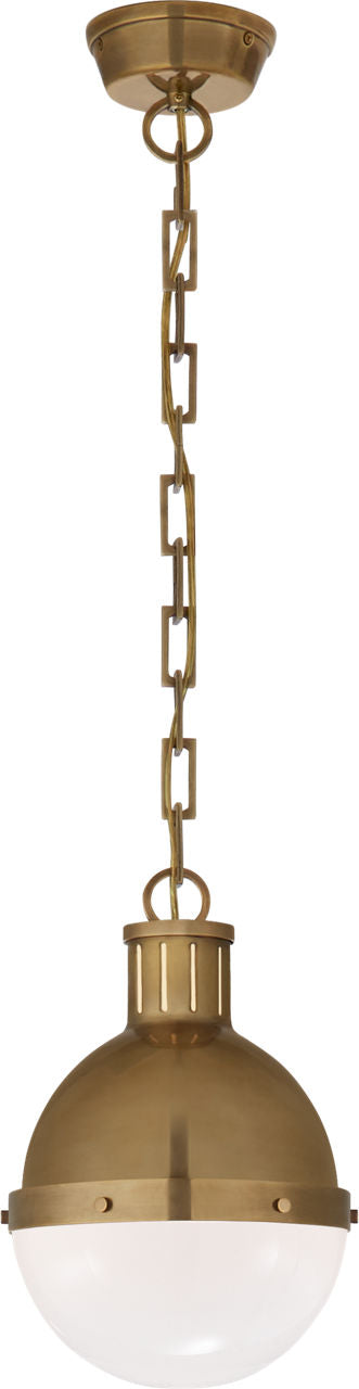 Hicks Small Pendant | Hand-Rubbed Antique Brass | White Glass