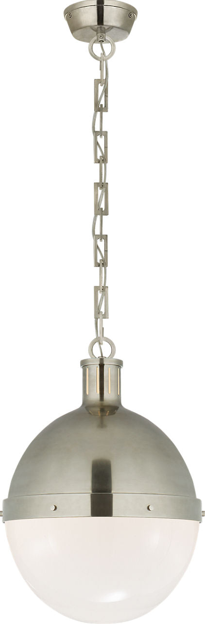 Hicks Large Pendant | Antique Nickel | White Glass