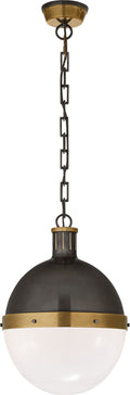 Hicks Large Pendant | Bronze and Hand-Rubbed Antique Brass | White Glass