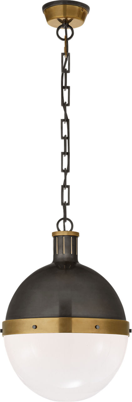 Hicks Large Pendant | Bronze and Hand-Rubbed Antique Brass | White Glass