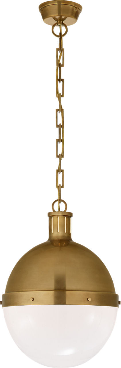 Hicks Large Pendant | Hand-Rubbed Antique Brass | White Glass