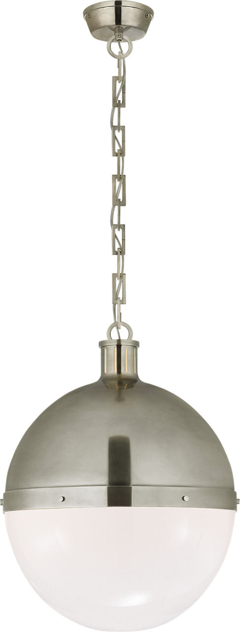 Hicks Extra Large Pendant | Antique Nickel | White Glass